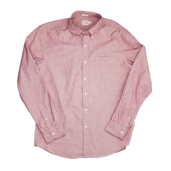 JCREW Size L Secret Wash Cotton Poplin Shirt Slim Fit in Red Ochre $98 BW443 - Picture 2 of 5